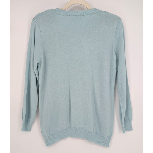 ModCloth Light Blue Intarsia Knit Hound Dog Crew Neck Sweater Basset Dog Lover - Picture 4 of 10